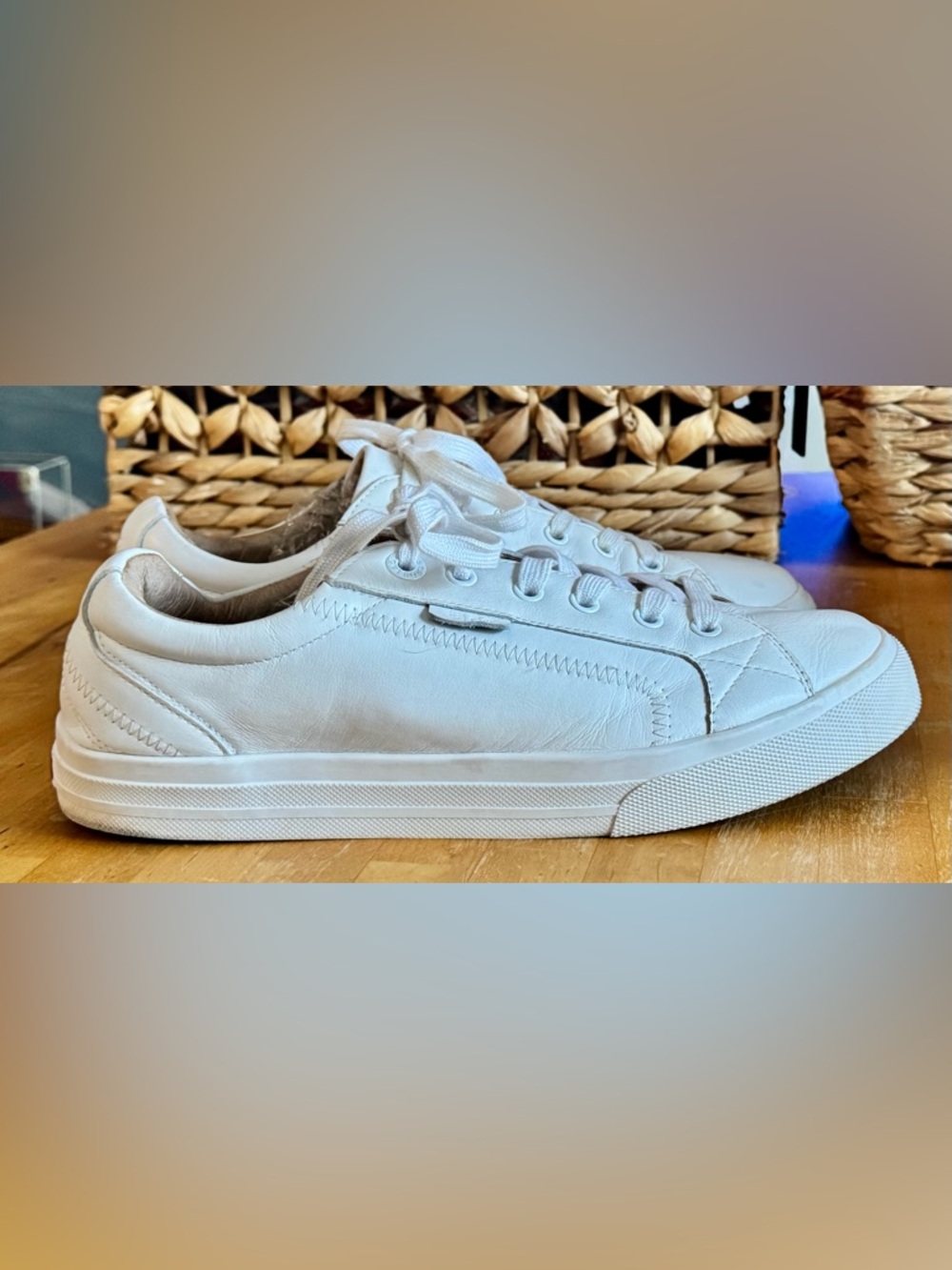 Taos Footwear Plim Soul Lux White Leather Low-Profile Sneakers